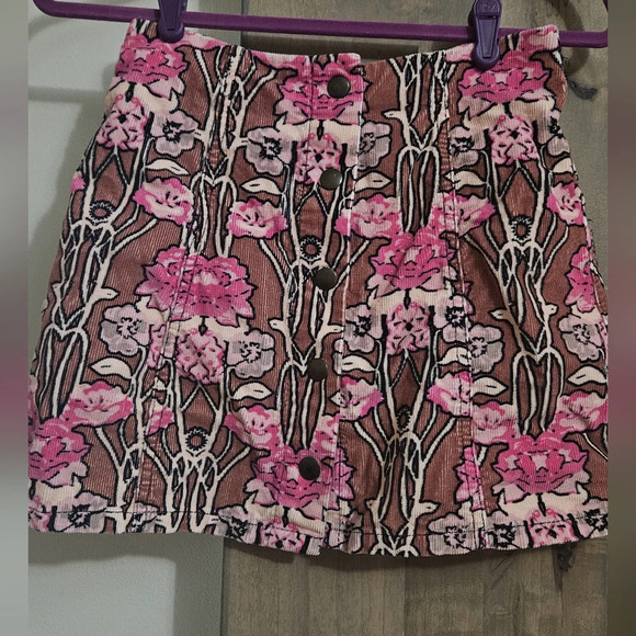 TOPSHOP Rose Print Corduroy A-Line Skirt. Size US 4 - Picture 10 of 14
